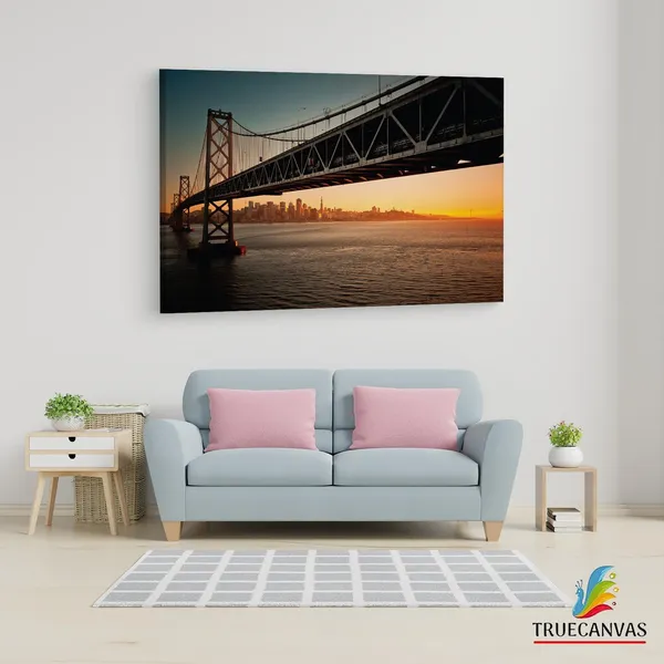 Multicolor_San_Francisco_??_Oakland,_Wooden_Framed_Canvas_Paintings_|_For_Living_Room_|_Bedroom_|_Office_|_Gallery_|_Ready_Wall_Mount_Canvas_Wall_Art_Painting_|_Size_-_12_X_18In,_Ct0368