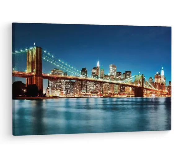 Multicolor_Brooklyn_Bridge,_Wooden_Framed_Canvas_Paintings_|_For_Living_Room_|_Bedroom_|_Office_|_Gallery_|_Ready_Wall_Mount_Canvas_Wall_Art_Painting_|_Size_-_12_X_18In,_Ct0370