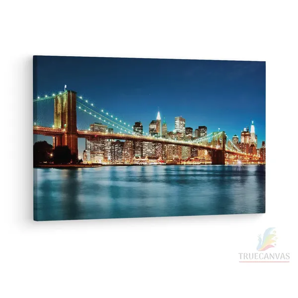 Multicolor_Brooklyn_Bridge,_Wooden_Framed_Canvas_Paintings_|_For_Living_Room_|_Bedroom_|_Office_|_Gallery_|_Ready_Wall_Mount_Canvas_Wall_Art_Painting_|_Size_-_12_X_18In,_Ct0370