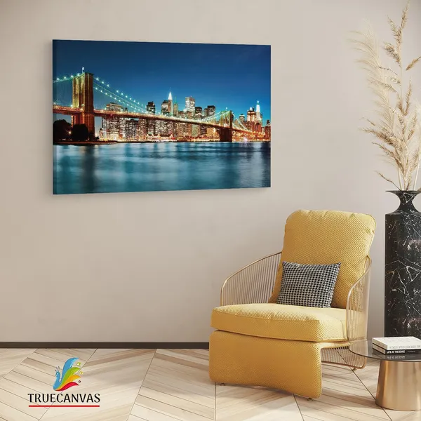 Multicolor_Brooklyn_Bridge,_Wooden_Framed_Canvas_Paintings_|_For_Living_Room_|_Bedroom_|_Office_|_Gallery_|_Ready_Wall_Mount_Canvas_Wall_Art_Painting_|_Size_-_12_X_18In,_Ct0370