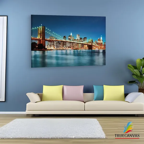 Multicolor_Brooklyn_Bridge,_Wooden_Framed_Canvas_Paintings_|_For_Living_Room_|_Bedroom_|_Office_|_Gallery_|_Ready_Wall_Mount_Canvas_Wall_Art_Painting_|_Size_-_12_X_18In,_Ct0370