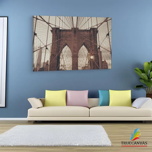 Multicolor_Brooklyn_Bridge,_Wooden_Framed_Canvas_Paintings_|_For_Living_Room_|_Bedroom_|_Office_|_Gallery_|_Ready_Wall_Mount_Canvas_Wall_Art_Painting_|_Size_-_12_X_18In,_Ct0371