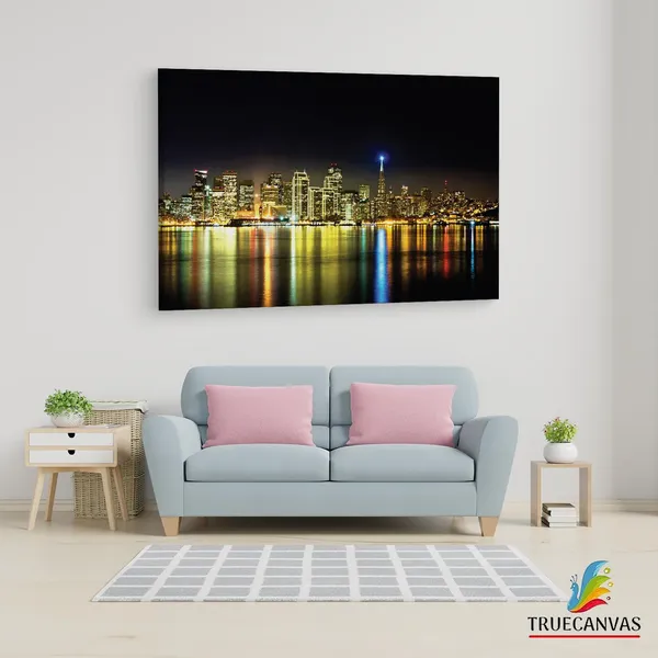 Multicolor_San_Francisco_Night_Skyline,_Wooden_Framed_Canvas_Paintings_|_For_Living_Room_|_Bedroom_|_Office_|_Gallery_|_Ready_Wall_Mount_Canvas_Wall_Art_Painting_|_Size_-_12_X_18In,_Ct0382