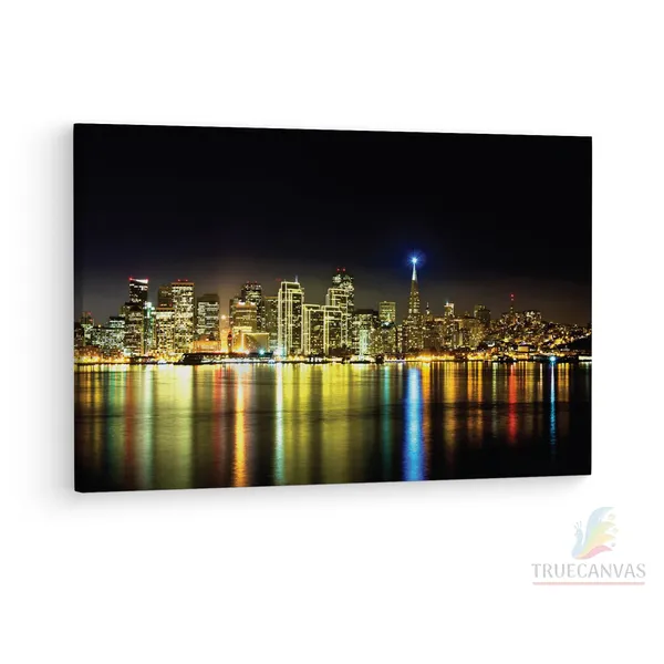Multicolor_San_Francisco_Night_Skyline,_Wooden_Framed_Canvas_Paintings_|_For_Living_Room_|_Bedroom_|_Office_|_Gallery_|_Ready_Wall_Mount_Canvas_Wall_Art_Painting_|_Size_-_12_X_18In,_Ct0382