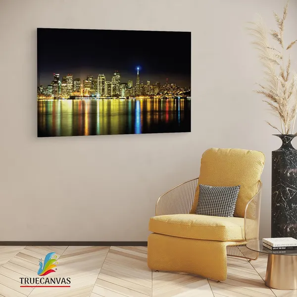 Multicolor_San_Francisco_Night_Skyline,_Wooden_Framed_Canvas_Paintings_|_For_Living_Room_|_Bedroom_|_Office_|_Gallery_|_Ready_Wall_Mount_Canvas_Wall_Art_Painting_|_Size_-_12_X_18In,_Ct0382