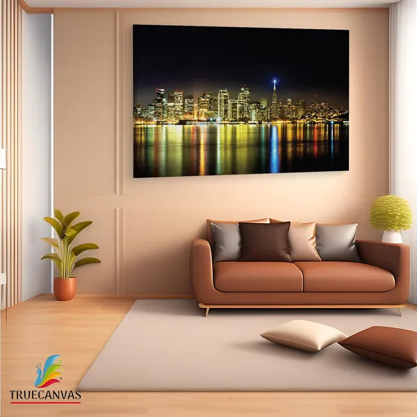 Multicolor_San_Francisco_Night_Skyline,_Wooden_Framed_Canvas_Paintings_|_For_Living_Room_|_Bedroom_|_Office_|_Gallery_|_Ready_Wall_Mount_Canvas_Wall_Art_Painting_|_Size_-_12_X_18In,_Ct0382