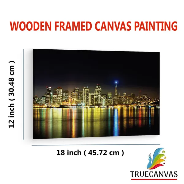 Multicolor_San_Francisco_Night_Skyline,_Wooden_Framed_Canvas_Paintings_|_For_Living_Room_|_Bedroom_|_Office_|_Gallery_|_Ready_Wall_Mount_Canvas_Wall_Art_Painting_|_Size_-_12_X_18In,_Ct0382