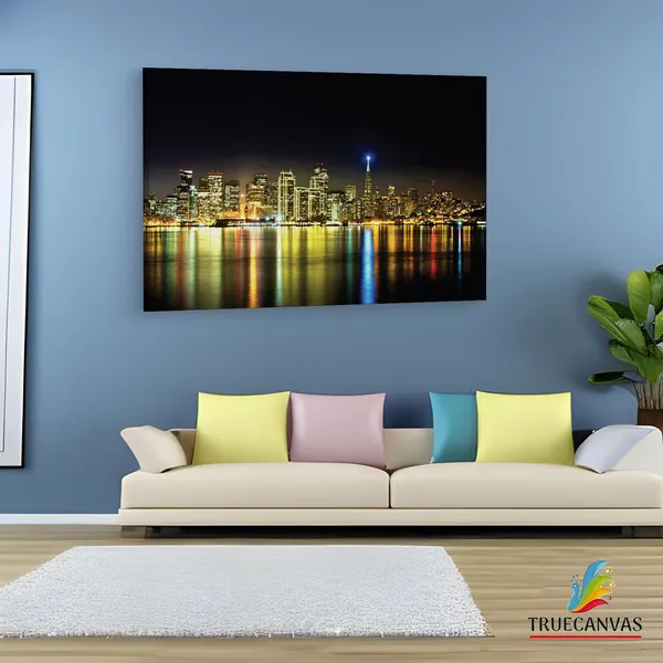 Multicolor_San_Francisco_Night_Skyline,_Wooden_Framed_Canvas_Paintings_|_For_Living_Room_|_Bedroom_|_Office_|_Gallery_|_Ready_Wall_Mount_Canvas_Wall_Art_Painting_|_Size_-_12_X_18In,_Ct0382