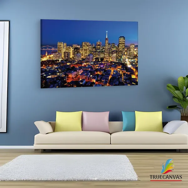 Multicolor_Megalopolis_Cali|_Fornia,_Wooden_Framed_Canvas_Paintings_|_For_Living_Room_|_Bedroom_|_Office_|_Gallery_|_Ready_Wall_Mount_Canvas_Wall_Art_Painting_|_Size_-_12_X_18In,_Ct0383