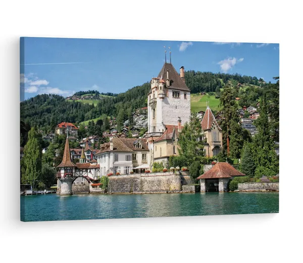 Multicolor_Oberhofen_Castle,_Wooden_Framed_Canvas_Paintings_|_For_Living_Room_|_Bedroom_|_Office_|_Gallery_|_Ready_Wall_Mount_Canvas_Wall_Art_Painting_|_Size_-_12_X_18In,_Ct0387