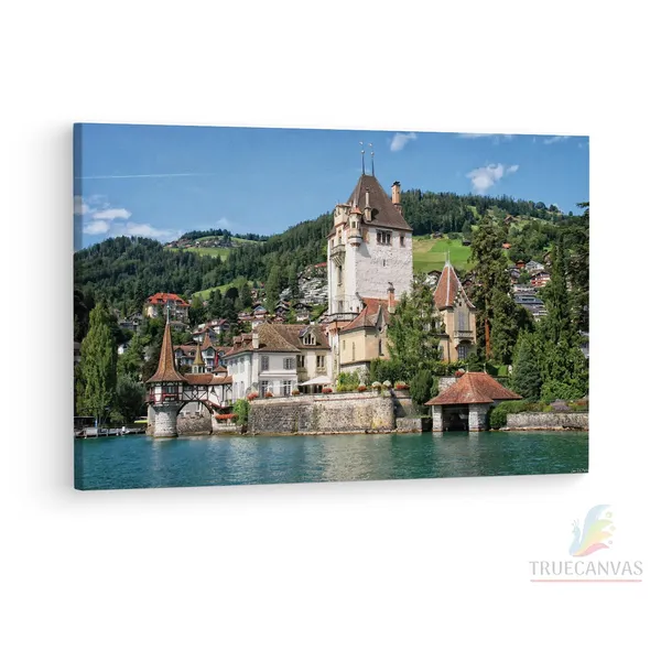 Multicolor_Oberhofen_Castle,_Wooden_Framed_Canvas_Paintings_|_For_Living_Room_|_Bedroom_|_Office_|_Gallery_|_Ready_Wall_Mount_Canvas_Wall_Art_Painting_|_Size_-_12_X_18In,_Ct0387