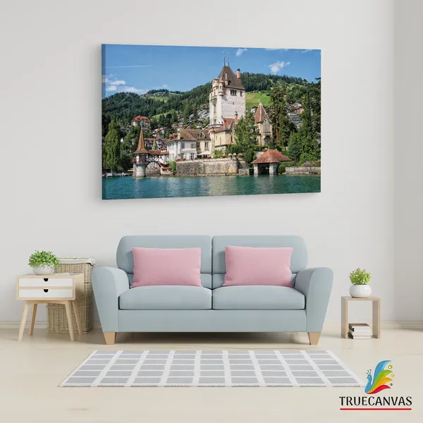 Multicolor_Oberhofen_Castle,_Wooden_Framed_Canvas_Paintings_|_For_Living_Room_|_Bedroom_|_Office_|_Gallery_|_Ready_Wall_Mount_Canvas_Wall_Art_Painting_|_Size_-_12_X_18In,_Ct0387