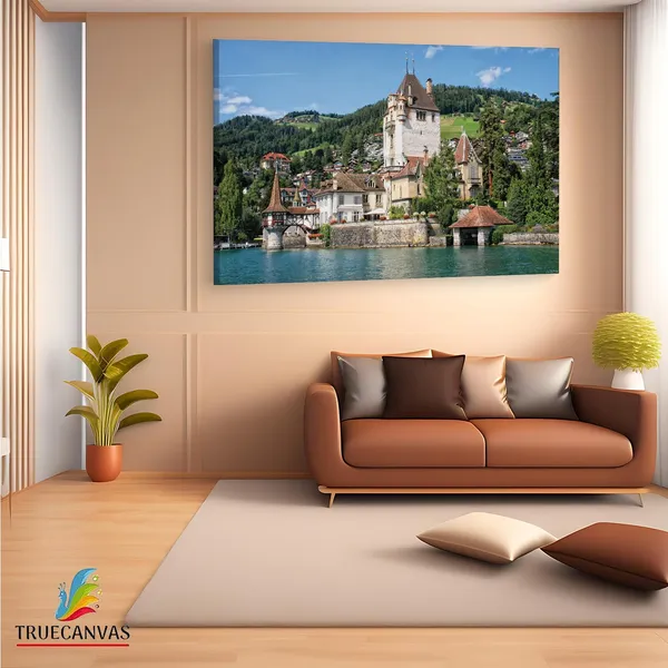 Multicolor_Oberhofen_Castle,_Wooden_Framed_Canvas_Paintings_|_For_Living_Room_|_Bedroom_|_Office_|_Gallery_|_Ready_Wall_Mount_Canvas_Wall_Art_Painting_|_Size_-_12_X_18In,_Ct0387
