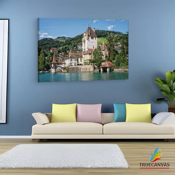 Multicolor_Oberhofen_Castle,_Wooden_Framed_Canvas_Paintings_|_For_Living_Room_|_Bedroom_|_Office_|_Gallery_|_Ready_Wall_Mount_Canvas_Wall_Art_Painting_|_Size_-_12_X_18In,_Ct0387