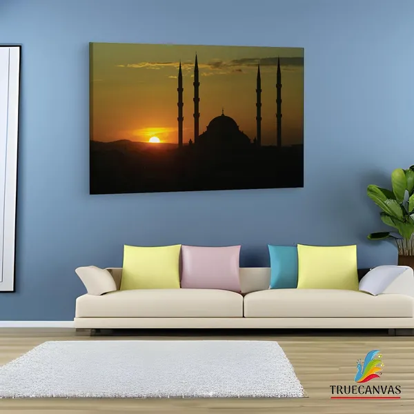 Multicolor_Chechnya_Sunset_Sky_Mosque,_Wooden_Framed_Canvas_Paintings_|_For_Living_Room_|_Bedroom_|_Office_|_Gallery_|_Ready_Wall_Mount_Canvas_Wall_Art_Painting_|_Size_-_12_X_18In,_Ct0388