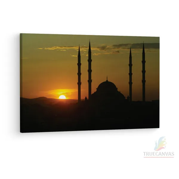 Multicolor_Chechnya_Sunset_Sky_Mosque,_Wooden_Framed_Canvas_Paintings_|_For_Living_Room_|_Bedroom_|_Office_|_Gallery_|_Ready_Wall_Mount_Canvas_Wall_Art_Painting_|_Size_-_12_X_18In,_Ct0388