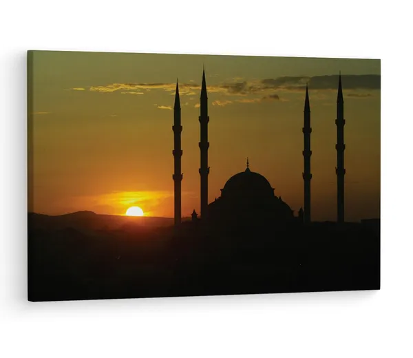 Multicolor_Chechnya_Sunset_Sky_Mosque,_Wooden_Framed_Canvas_Paintings_|_For_Living_Room_|_Bedroom_|_Office_|_Gallery_|_Ready_Wall_Mount_Canvas_Wall_Art_Painting_|_Size_-_12_X_18In,_Ct0388