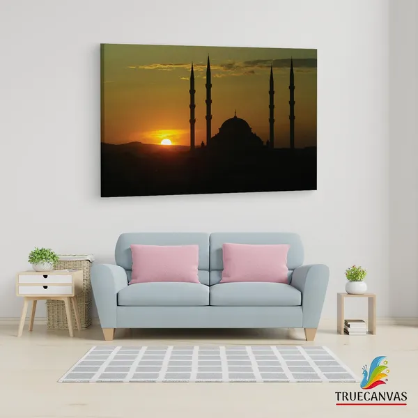 Multicolor_Chechnya_Sunset_Sky_Mosque,_Wooden_Framed_Canvas_Paintings_|_For_Living_Room_|_Bedroom_|_Office_|_Gallery_|_Ready_Wall_Mount_Canvas_Wall_Art_Painting_|_Size_-_12_X_18In,_Ct0388