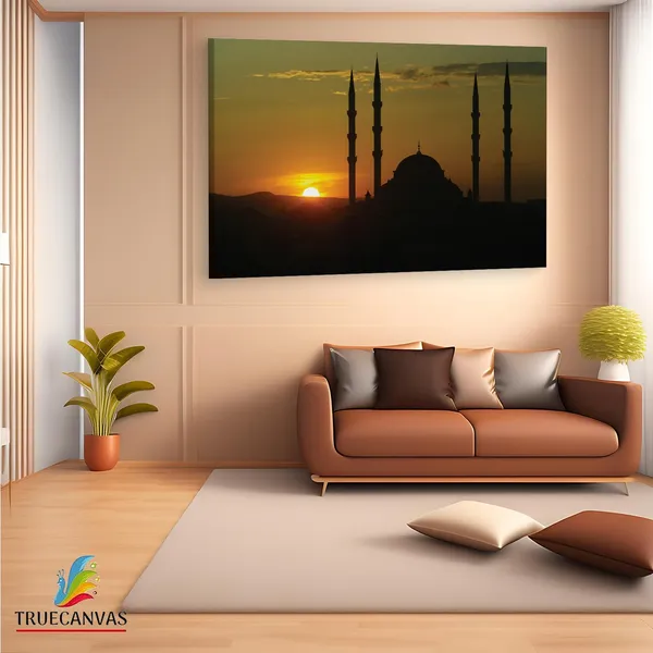 Multicolor_Chechnya_Sunset_Sky_Mosque,_Wooden_Framed_Canvas_Paintings_|_For_Living_Room_|_Bedroom_|_Office_|_Gallery_|_Ready_Wall_Mount_Canvas_Wall_Art_Painting_|_Size_-_12_X_18In,_Ct0388