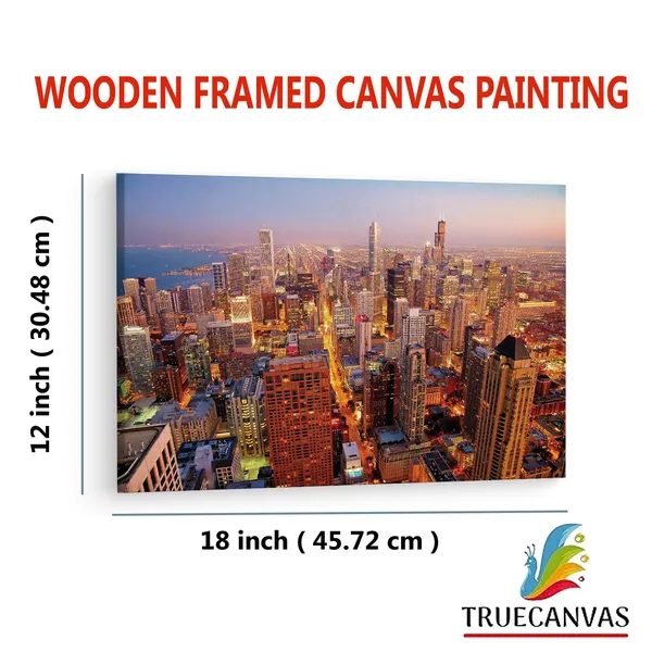 Multicolor_Chicago_City_Dawn,_Wooden_Framed_Canvas_Paintings_|_For_Living_Room_|_Bedroom_|_Office_|_Gallery_|_Ready_Wall_Mount_Canvas_Wall_Art_Painting_|_Size_-_12_X_18In,_Ct0389
