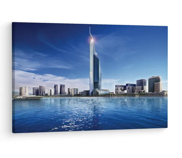 Multicolor_Dubai_Towers_Doha,_Wooden_Framed_Canvas_Paintings_|_For_Living_Room_|_Bedroom_|_Office_|_Gallery_|_Ready_Wall_Mount_Canvas_Wall_Art_Painting_|_Size_-_12_X_18In,_Ct0391