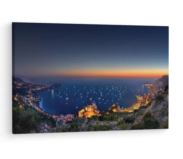 Multicolor_Sunset_Monaco,_Wooden_Framed_Canvas_Paintings_|_For_Living_Room_|_Bedroom_|_Office_|_Gallery_|_Ready_Wall_Mount_Canvas_Wall_Art_Painting_|_Size_-_12_X_18In,_Ct0402