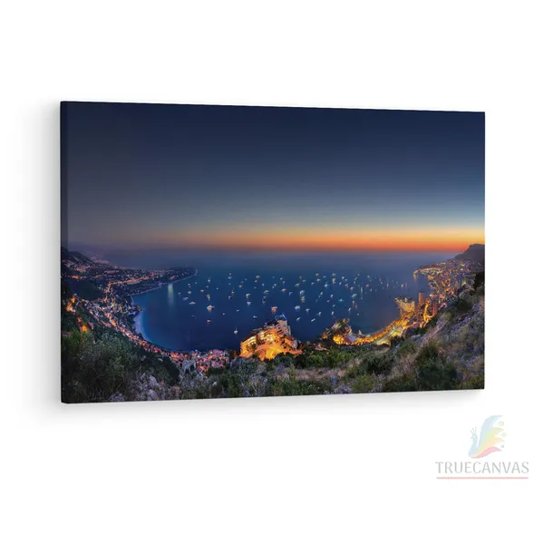 Multicolor_Sunset_Monaco,_Wooden_Framed_Canvas_Paintings_|_For_Living_Room_|_Bedroom_|_Office_|_Gallery_|_Ready_Wall_Mount_Canvas_Wall_Art_Painting_|_Size_-_12_X_18In,_Ct0402