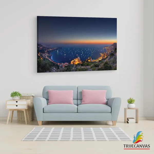 Multicolor_Sunset_Monaco,_Wooden_Framed_Canvas_Paintings_|_For_Living_Room_|_Bedroom_|_Office_|_Gallery_|_Ready_Wall_Mount_Canvas_Wall_Art_Painting_|_Size_-_12_X_18In,_Ct0402