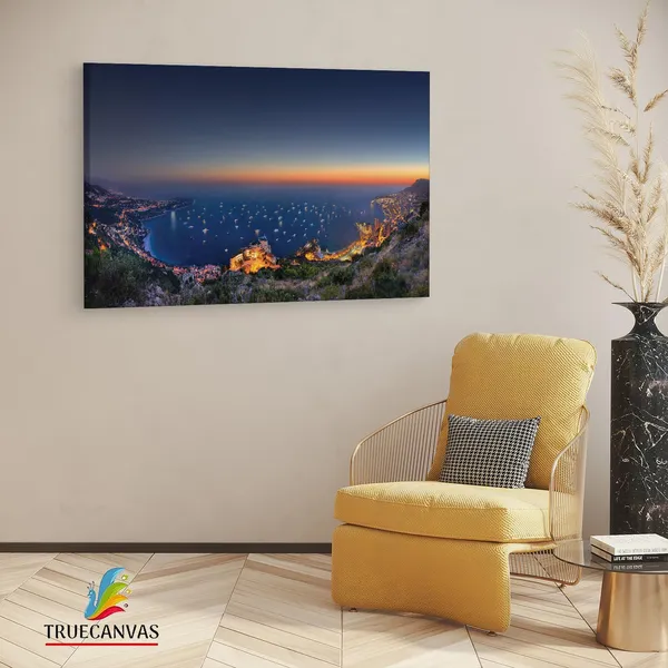 Multicolor_Sunset_Monaco,_Wooden_Framed_Canvas_Paintings_|_For_Living_Room_|_Bedroom_|_Office_|_Gallery_|_Ready_Wall_Mount_Canvas_Wall_Art_Painting_|_Size_-_12_X_18In,_Ct0402
