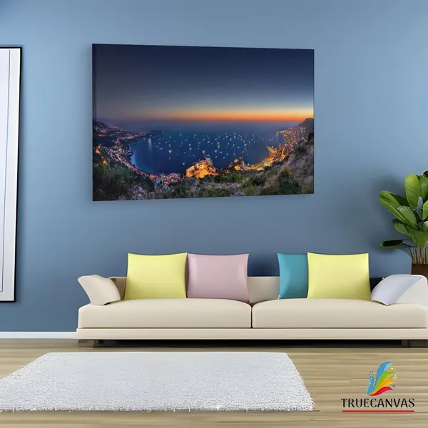 Multicolor_Sunset_Monaco,_Wooden_Framed_Canvas_Paintings_|_For_Living_Room_|_Bedroom_|_Office_|_Gallery_|_Ready_Wall_Mount_Canvas_Wall_Art_Painting_|_Size_-_12_X_18In,_Ct0402
