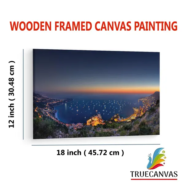Multicolor_Sunset_Monaco,_Wooden_Framed_Canvas_Paintings_|_For_Living_Room_|_Bedroom_|_Office_|_Gallery_|_Ready_Wall_Mount_Canvas_Wall_Art_Painting_|_Size_-_12_X_18In,_Ct0402