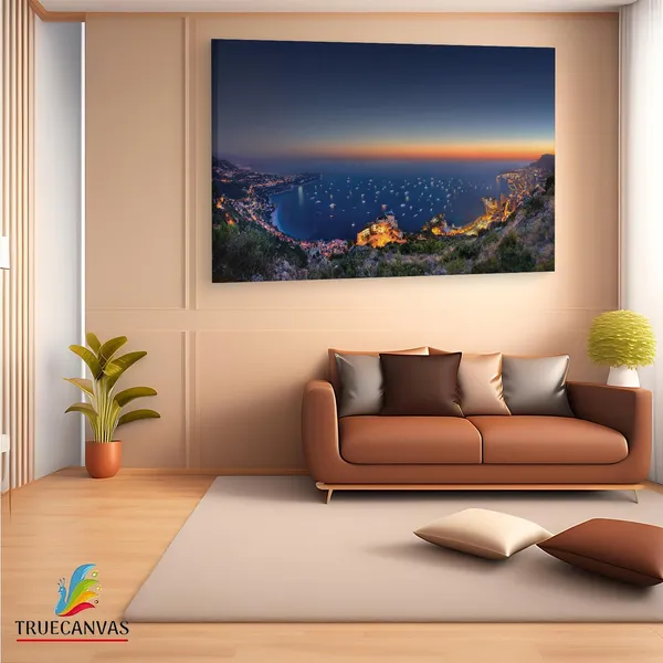 Multicolor_Sunset_Monaco,_Wooden_Framed_Canvas_Paintings_|_For_Living_Room_|_Bedroom_|_Office_|_Gallery_|_Ready_Wall_Mount_Canvas_Wall_Art_Painting_|_Size_-_12_X_18In,_Ct0402