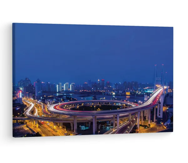 Multicolor_Nanpu_Bridge,_Wooden_Framed_Canvas_Paintings_|_For_Living_Room_|_Bedroom_|_Office_|_Gallery_|_Ready_Wall_Mount_Canvas_Wall_Art_Painting_|_Size_-_12_X_18In,_Ct0403