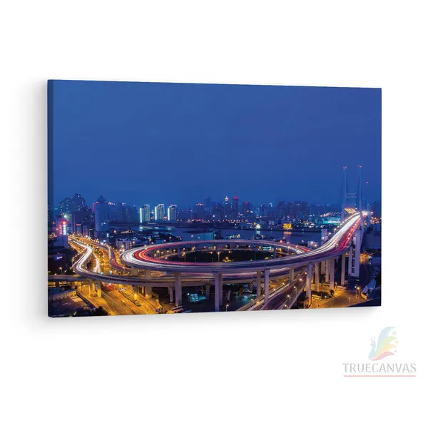 Multicolor_Nanpu_Bridge,_Wooden_Framed_Canvas_Paintings_|_For_Living_Room_|_Bedroom_|_Office_|_Gallery_|_Ready_Wall_Mount_Canvas_Wall_Art_Painting_|_Size_-_12_X_18In,_Ct0403