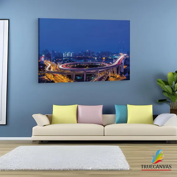 Multicolor_Nanpu_Bridge,_Wooden_Framed_Canvas_Paintings_|_For_Living_Room_|_Bedroom_|_Office_|_Gallery_|_Ready_Wall_Mount_Canvas_Wall_Art_Painting_|_Size_-_12_X_18In,_Ct0403