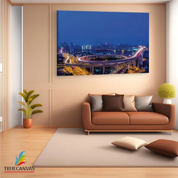 Multicolor_Nanpu_Bridge,_Wooden_Framed_Canvas_Paintings_|_For_Living_Room_|_Bedroom_|_Office_|_Gallery_|_Ready_Wall_Mount_Canvas_Wall_Art_Painting_|_Size_-_12_X_18In,_Ct0403