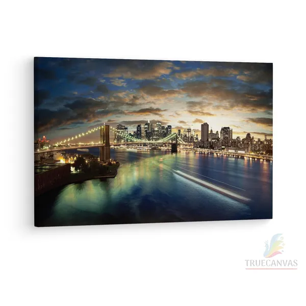Multicolor_Brooklyn_Bridge,_Wooden_Framed_Canvas_Paintings_|_For_Living_Room_|_Bedroom_|_Office_|_Gallery_|_Ready_Wall_Mount_Canvas_Wall_Art_Painting_|_Size_-_12_X_18In,_Ct0405