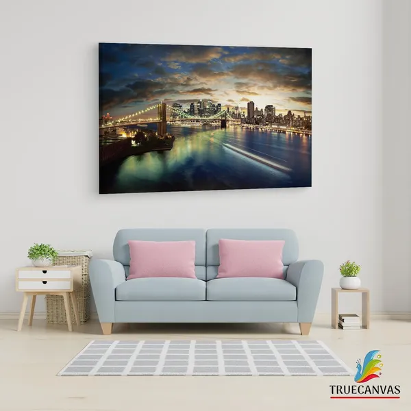 Multicolor_Brooklyn_Bridge,_Wooden_Framed_Canvas_Paintings_|_For_Living_Room_|_Bedroom_|_Office_|_Gallery_|_Ready_Wall_Mount_Canvas_Wall_Art_Painting_|_Size_-_12_X_18In,_Ct0405