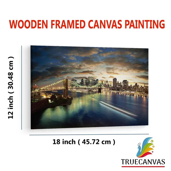 Multicolor_Brooklyn_Bridge,_Wooden_Framed_Canvas_Paintings_|_For_Living_Room_|_Bedroom_|_Office_|_Gallery_|_Ready_Wall_Mount_Canvas_Wall_Art_Painting_|_Size_-_12_X_18In,_Ct0405
