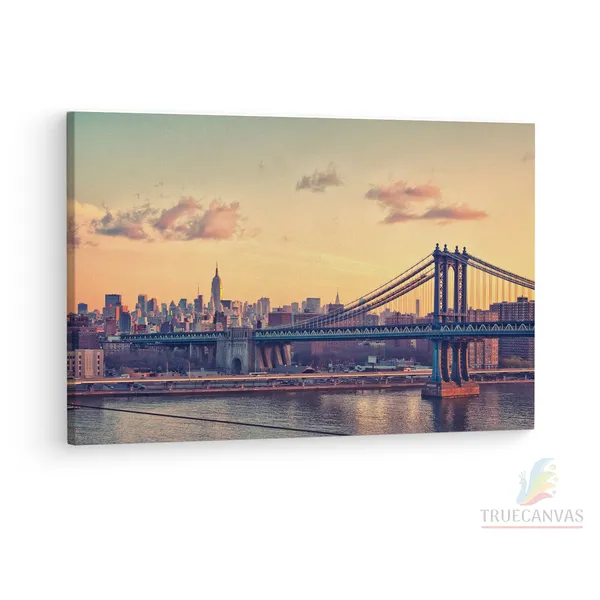 Multicolor_Manhattan_Bridge,_Wooden_Framed_Canvas_Paintings_|_For_Living_Room_|_Bedroom_|_Office_|_Gallery_|_Ready_Wall_Mount_Canvas_Wall_Art_Painting_|_Size_-_12_X_18In,_Ct0409