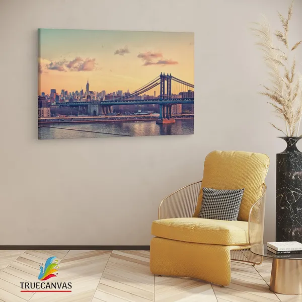 Multicolor_Manhattan_Bridge,_Wooden_Framed_Canvas_Paintings_|_For_Living_Room_|_Bedroom_|_Office_|_Gallery_|_Ready_Wall_Mount_Canvas_Wall_Art_Painting_|_Size_-_12_X_18In,_Ct0409