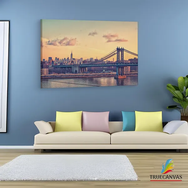 Multicolor_Manhattan_Bridge,_Wooden_Framed_Canvas_Paintings_|_For_Living_Room_|_Bedroom_|_Office_|_Gallery_|_Ready_Wall_Mount_Canvas_Wall_Art_Painting_|_Size_-_12_X_18In,_Ct0409