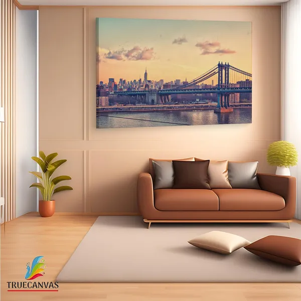 Multicolor_Manhattan_Bridge,_Wooden_Framed_Canvas_Paintings_|_For_Living_Room_|_Bedroom_|_Office_|_Gallery_|_Ready_Wall_Mount_Canvas_Wall_Art_Painting_|_Size_-_12_X_18In,_Ct0409