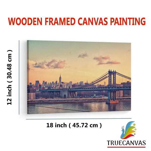 Multicolor_Manhattan_Bridge,_Wooden_Framed_Canvas_Paintings_|_For_Living_Room_|_Bedroom_|_Office_|_Gallery_|_Ready_Wall_Mount_Canvas_Wall_Art_Painting_|_Size_-_12_X_18In,_Ct0409