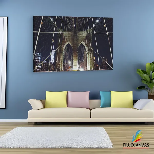 Multicolor_Brooklyn_Bridge,_Wooden_Framed_Canvas_Paintings_|_For_Living_Room_|_Bedroom_|_Office_|_Gallery_|_Ready_Wall_Mount_Canvas_Wall_Art_Painting_|_Size_-_12_X_18In,_Ct0410