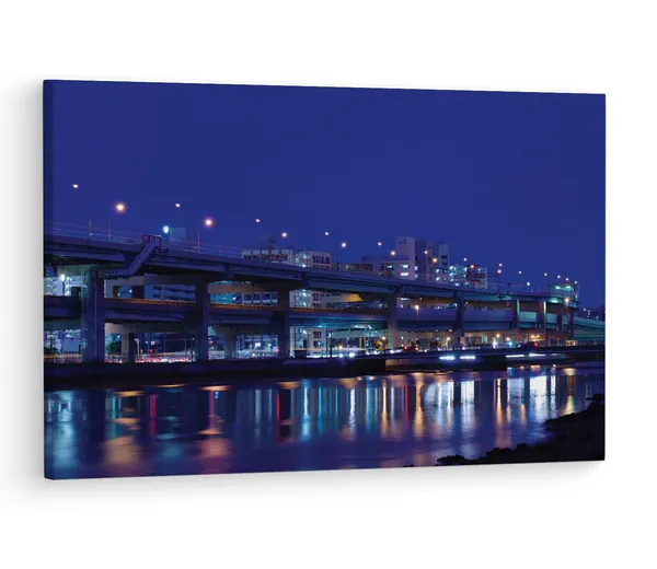 Multicolor_Night,_City,_Fukuoka,_Wooden_Framed_Canvas_Paintings_|_For_Living_Room_|_Bedroom_|_Office_|_Gallery_|_Ready_Wall_Mount_Canvas_Wall_Art_Painting_|_Size_-_12_X_18In,_Ct0416