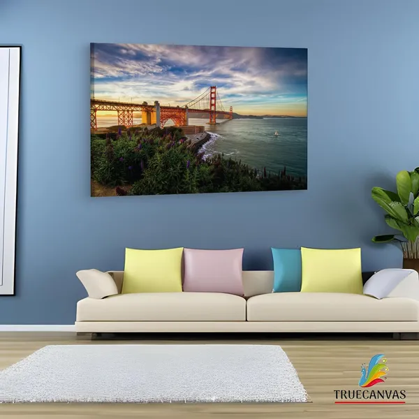 Multicolor_Golden_Gate_Bridge,_Wooden_Framed_Canvas_Paintings_|_For_Living_Room_|_Bedroom_|_Office_|_Gallery_|_Ready_Wall_Mount_Canvas_Wall_Art_Painting_|_Size_-_12_X_18In,_Ct0439