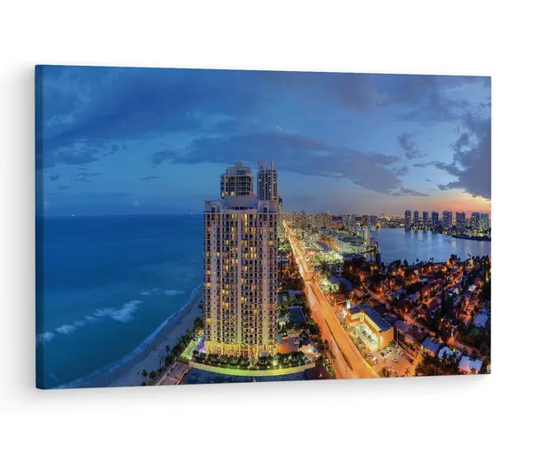 Multicolor_Sunny_Isles_Panorama,_Wooden_Framed_Canvas_Paintings_|_For_Living_Room_|_Bedroom_|_Office_|_Gallery_|_Ready_Wall_Mount_Canvas_Wall_Art_Painting_|_Size_-_12_X_18In,_Ct0441