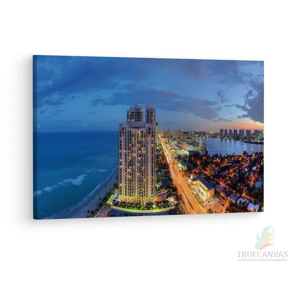 Multicolor_Sunny_Isles_Panorama,_Wooden_Framed_Canvas_Paintings_|_For_Living_Room_|_Bedroom_|_Office_|_Gallery_|_Ready_Wall_Mount_Canvas_Wall_Art_Painting_|_Size_-_12_X_18In,_Ct0441
