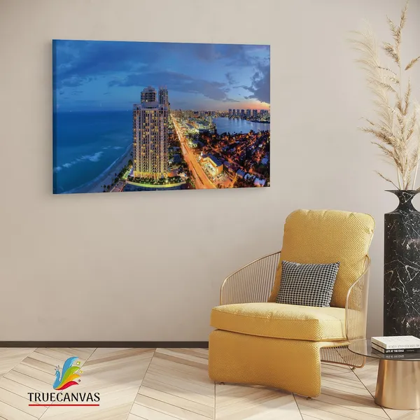 Multicolor_Sunny_Isles_Panorama,_Wooden_Framed_Canvas_Paintings_|_For_Living_Room_|_Bedroom_|_Office_|_Gallery_|_Ready_Wall_Mount_Canvas_Wall_Art_Painting_|_Size_-_12_X_18In,_Ct0441